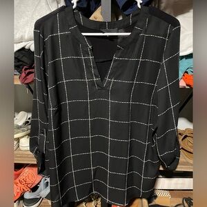 Chic Black and White Checkered Women's Blouse